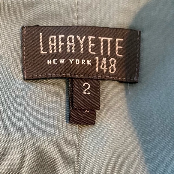 LAFAYETTE 148 Silk Turquoise Shark Skin Blazer 2 - Picture 7 of 8